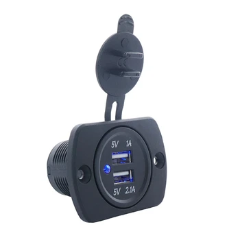 5V 3.1 UM Dual USB, Carregador de Tomada 2.1 Uma Tomada do Adaptador do Poder de LED com Painel à prova d'água para Carro Moto Caminhão Auto ATV Barco RV