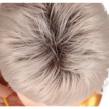 BCHR Mistura de Marrom E Loiro Pixie Cut Ombre da Mulher Peruca Salsicha em Camadas Natural, liso e Curto Cabelo Sintético Corte de cabelo Feminino