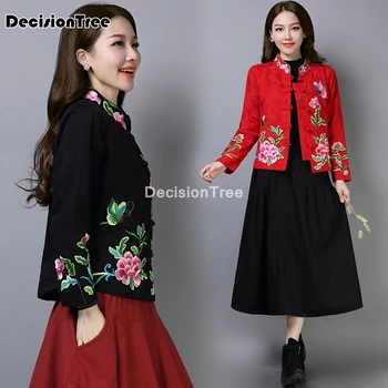 2021 chinesa top de estilo de roupa qipao cardigan chinês senhoras bordado floral vintage de roupas hanfu tops traje popular hanfu casaco