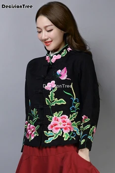 2021 chinesa top de estilo de roupa qipao cardigan chinês senhoras bordado floral vintage de roupas hanfu tops traje popular hanfu casaco