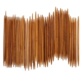 55Pcs 11sizes13cm de Pontas Duplas, Mini-Curta Bambu Carbonizado Camisola de Agulhas de Tricô
