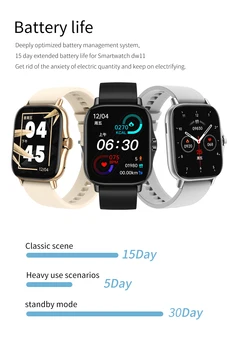 DW11 Inteligente Homens do Relógio Girar o Botão IP67 Smartwatch 1,7 Polegadas com Ecrã HD de Esporte Mulheres Smartwatch 24H frequência Cardíaca VS P8 Plus