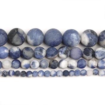 MINHIN Fosco Azul Jaspers Grânulos de Pedra Natural Solta Esferas Para Fazer Jóias 4/6/8/10/12MM Esferas de DIY Pulseira Acessórios