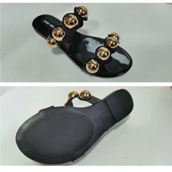 2020 Chinelos Mulheres de Verão de sapatos de Senhoras Mulher Moda Casual Cadeia de Esferas Flats Flip Flop slides Exterior Chinelos, Sapatos de Praia