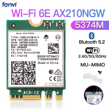 5374Mbps Intel AX210 wi-Fi 6E M. 2 NGFF Placa de rede sem Fio Bluetooth 5.2 2.4 G/5G/6Ghz de Placa wi-Fi 802.11 AX WiFi 6 AX200NGW Para Windows 10