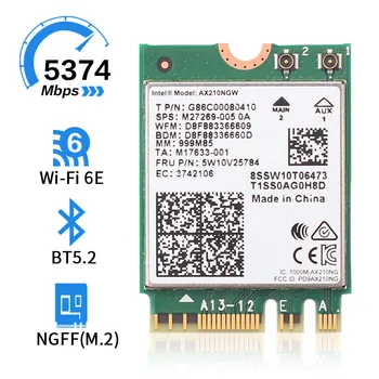 5374Mbps Intel AX210 wi-Fi 6E M. 2 NGFF Placa de rede sem Fio Bluetooth 5.2 2.4 G/5G/6Ghz de Placa wi-Fi 802.11 AX WiFi 6 AX200NGW Para Windows 10
