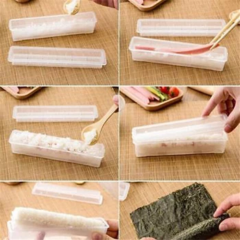 3PCs/ Set Japonês Rolo de Sushi Maker Arroz Molde de utensílios de Cozinha de Sushi Maker Cozinha Bento Cozimento Sushi Maker Kit de Rolo de Arroz Molde