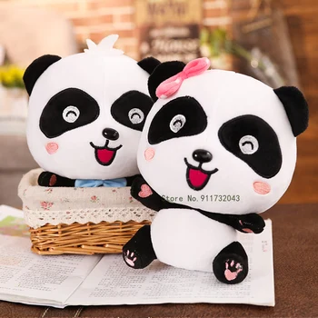 Brinquedos De Pelúcia Do Animal Bebé Kawai De Pelúcia, Presente De Aniversário Macio Engraçado Peluch Bonecas Panda Almofadas Para O Sofá Família Flik Sorridente Azul
