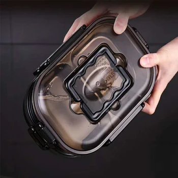 304 de Aço Inoxidável Caixa de Almoço de 1100 ml Portable almoço Compartimento de caixa de Caixa de Bento Cozinha Estanque Recipiente de Comida
