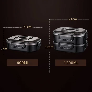 304 de Aço Inoxidável Caixa de Almoço de 1100 ml Portable almoço Compartimento de caixa de Caixa de Bento Cozinha Estanque Recipiente de Comida