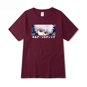 Algodão Homens T shirts Mulheres Tops Anime Hunter X Hunter Killua Impressão de T-shirt Manga Curta Casual Unisex Streetwear em Hotsale