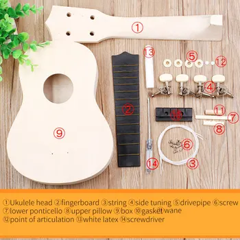 1 Conjunto de DIY Ukulele Material Kit DIY Ukulele de Montagem do Kit Creative DIY Pintura da Cor Instrumento Musical Kit para a Casa N