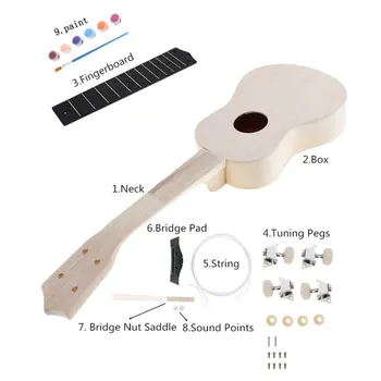 1 Conjunto de DIY Ukulele Material Kit DIY Ukulele de Montagem do Kit Creative DIY Pintura da Cor Instrumento Musical Kit para a Casa N