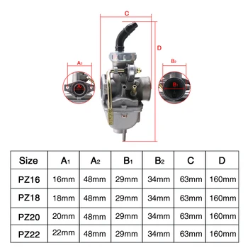 Alconstar - Keihin PZ16/PZ18/PZ20/PZ22 Mão de Estrangulamento Motocicleta Carburador Carb Kit para 50cc 70cc 90cc a Sujeira da Motocicleta Moto ATV Quad