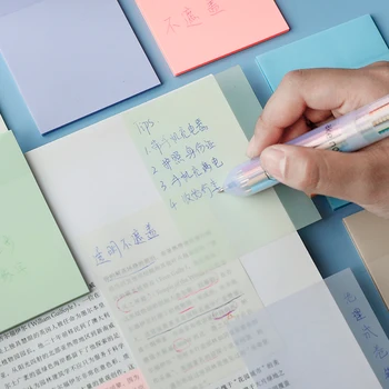 Transparente Sticky Note Pads Impermeável Auto-Adesivo Memorando Bloco De Notas Escolares Material De Escritório Artigos De Papelaria
