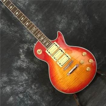 Nova assinatura Ace frehley 3 captadores Vintage anos Cherry sunburst guitarra elétrica AAA esculpida topo de maple figurado guitarra
