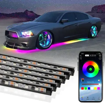 OKEEN 6pcs Impermeável do Carro Underglow Iluminação LED Kit Neon RGB Sotaque Underbody Tiras de Múltiplos Modos de Controle Remoto sem Fio