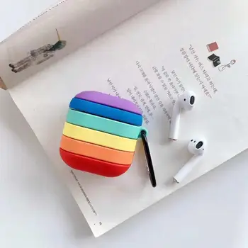 3D arco-íris Tiras de Silicone para AirPods Fones de ouvido Caixa de Carregamento de Espessura AirPods Pro Caso de Proteção com Mosquetão LGBT, a parada do Orgulho Gay