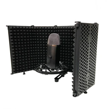 S5 Microfone Isolamento Protetor Acústico 5 Painel Dobrável Vento Tela De Redução De Ruído Estúdio De Gravação Espumas Microfone