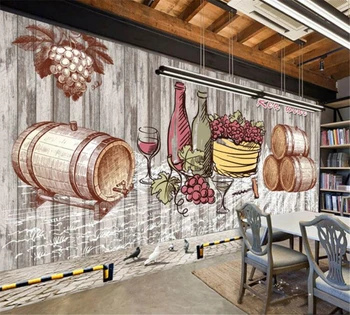 Beibehang Retro Europeu e Americano, pintados à mão, papel de parede personalizado high-end vinho adega barra de ferramentas de plano de fundo de papel de parede