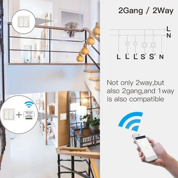 Tuya wi-Fi Smart Interruptor de luz de Escurecimento Módulo 2Gang 2Way DIY wi-Fi LED do Interruptor de Vida Inteligente de Controle de APLICATIVO Trabalho Com Alexa Google