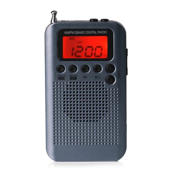 Display Digital de Bolso Rádio AM Rádio FM DRH-104 Portátil c/ 40mm Driver de alto-Falante Portátil Leve Elementos de Música