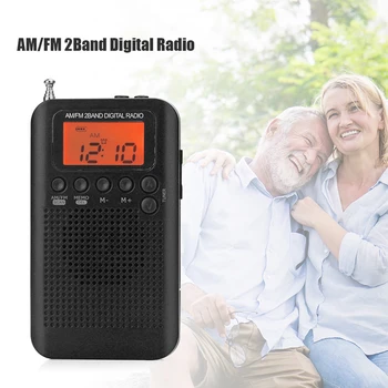 Display Digital de Bolso Rádio AM Rádio FM DRH-104 Portátil c/ 40mm Driver de alto-Falante Portátil Leve Elementos de Música