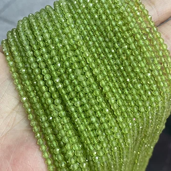 Peridoto Natural Facetada Missangas 3mm Corte Solto Verde Peridoto Miçangas para Fazer Jóias