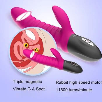 G Spot de Brinquedos Vibrador Rabbit para as Mulheres Vibração Dupla de Silicone Impermeável Feminino, Vagina, Clitóris Massager de Brinquedos Sexuais Para Mulheres exuberantes