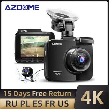 AZDOME GS63H Traço Cam 2,4 polegadas 4K Secretário Ecrã LCD Incorporado Na Velocidade de GPS Coordenadas wi-Fi DVR 2160p Lente Dupla de Gravador de Vídeo