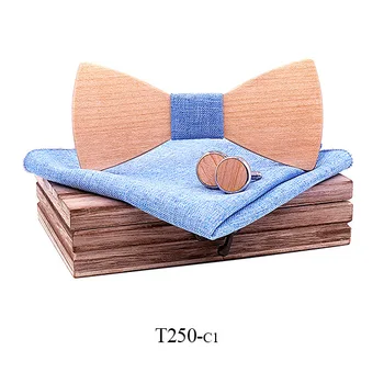 Linbaiway de Madeira Sólida Laços Conjuntos de Mens Lenço de Madeira gravata borboleta Abotoaduras para Negócios Handmde Gravatas Acessórios