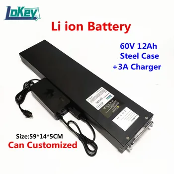 Aço preto Li Pack de baterias de iões de 60V 12Ah 15Ah 20Ah 25Ah 30Ah Portátil Bateria de Lítio Com BMS Para XB-H Scooter +Carregador Rápido