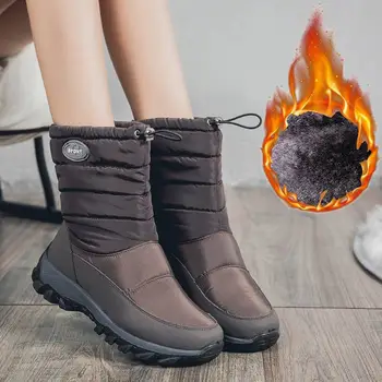 Alta Qualidade quente veludo, botas de neve de mulheres sapatos de 2020 novas elástico redondo toe plataforma sapatos de mulher botas de inverno botas de mulher