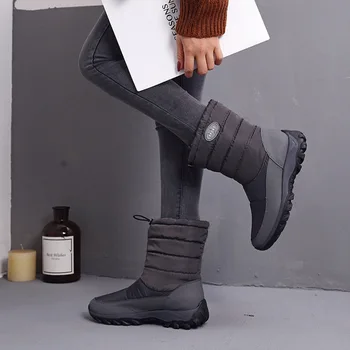 Alta Qualidade quente veludo, botas de neve de mulheres sapatos de 2020 novas elástico redondo toe plataforma sapatos de mulher botas de inverno botas de mulher
