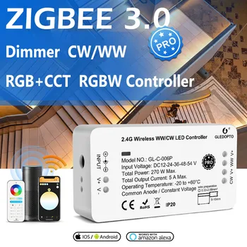 DC12-54V GL-C-006P GL-C-007P GL-C-008P GL-C-009P Zigbee PRO Dimmable RGB+CCT RGBW WW/CW 2.4 G sem Fio Faixa de LED Controlador