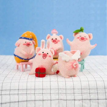 Não Terminou de Feltro de Lãs do Kit Engraçado DIY de Pelúcia Boneca Brinquedo Animal Porco Lã, Agulha de Feltragem Pacote de Material Para crianças, Crianças de Presente 2021