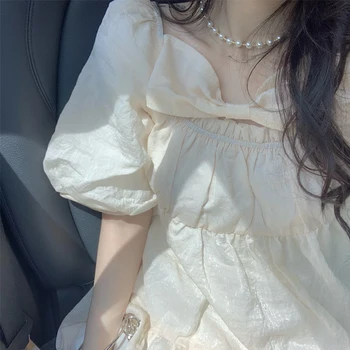 Doce Princesa Bonito Vestido de Verão, Super Novo de Fadas do Arco Puff Manga do Vestido da Boneca para as Mulheres kawaii vestido lolita dress