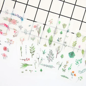6 pcs/pack Natural das Flores de Plantas Crianças Decorativo Adesivo Adesivos de Decoração DIY Diário de papel de carta Adesivos Crianças
