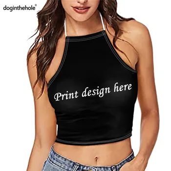 Doginthehole Mulheres Moda Verão Crop Tops 3D Design Personalizado de Impressão Camisole 2021 Novo Sexy sem encosto Tanque Feminino Casual de Streetwear
