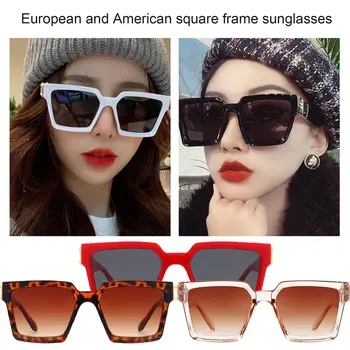 Novo Em Stock！Moda unissex Senhoras Praça Óculos de sol das Mulheres de Óculos de proteção Tons Vintage da Marca do Designer de grandes dimensões Óculos de Sol UV400