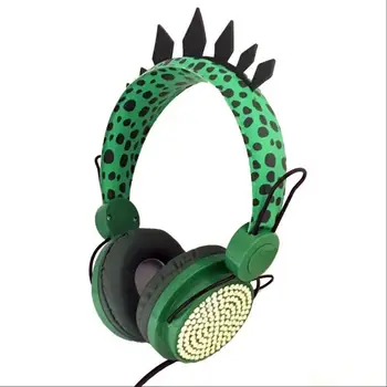 Fones de ouvido de dinossauros de 3,5 mm fones de ouvido com fio com microfone adequado para a aprendizagem de jogos, telefone celular fones de ouvido bonito
