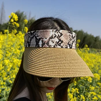 Verão chapéus rabo de cavalo proteção contra o sol, chapéu de palha face transparente boné de pala ajustável dobrável natural de ráfia verão as mulheres de chapéu de sol