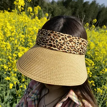 Verão chapéus rabo de cavalo proteção contra o sol, chapéu de palha face transparente boné de pala ajustável dobrável natural de ráfia verão as mulheres de chapéu de sol