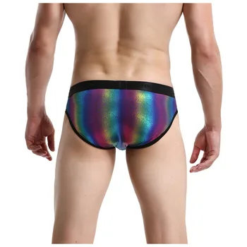 2021 Novo Sexy de lingerie Fina Resumos de Biquíni arco-íris Homens Cuecas de Nylon Casual Grande Tamanho Respirável Cintura Baixa Cuecas
