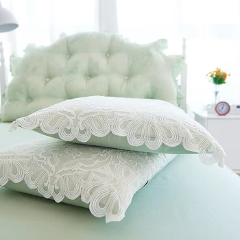 2021 Branco verde estilo princesa rendas de Algodão jacquard de casamento de luxo Conjunto de Cama de Capa de Edredão de Cama, Roupa de Cama de saia Fronhas