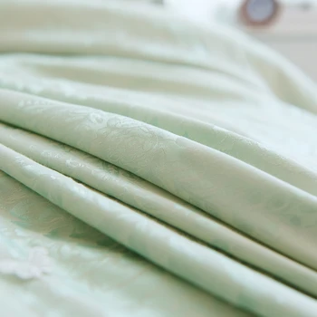 2021 Branco verde estilo princesa rendas de Algodão jacquard de casamento de luxo Conjunto de Cama de Capa de Edredão de Cama, Roupa de Cama de saia Fronhas