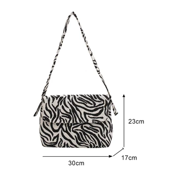 Moda Zebra Leopardo Animal Impresso Bolsa Para Mulheres Casuais de Lona de Senhoras Ombro nas Axilas Superior-Sacos do punho