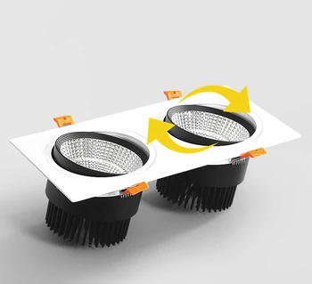 Negrito lâmpada incorporada única cabeça, cabeça de casal refletor LED teto lâmpada do teto, sem luz principal anti-reflexo feijão fel lâmpada grill