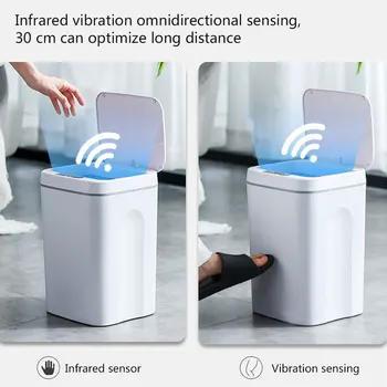 Inteligente Lixeira Automática Sensor de Lixo Inteligente, Sensor de Resíduos Elétricos Bin 16L Casa de Lixo Pode, Cozinha, Banheiro Lixo