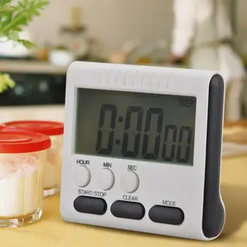 Preto Magnética Cozinha Contagem de cima para Baixo LCD Digital Cronômetro Relógio Alarme Alto para Cozinhar Estudar Cozimento Conferência